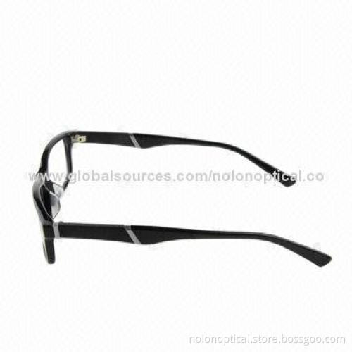 Acetate Thin Black Optical Frame with Italy Material for Men, Demo Lens